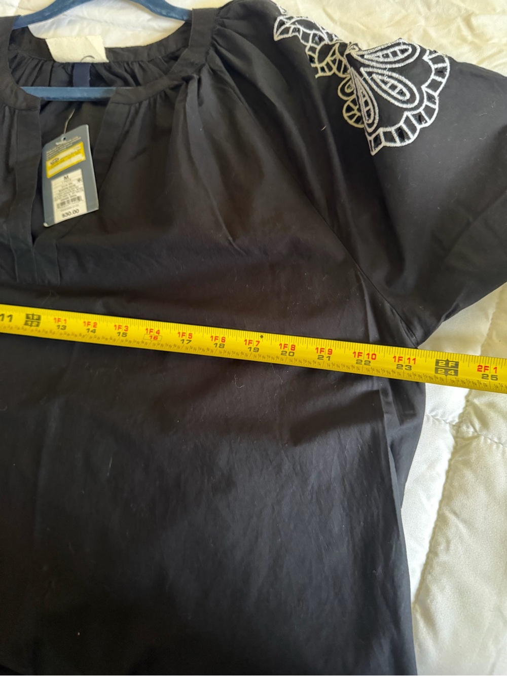 Universal Thread black Short-Sleeve Tunic with White Embroidery - Picture 5 of 7